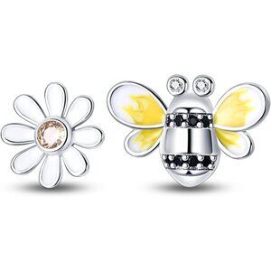 Women's Bee Flower Hoop Earrings Glow in the Dark Zirconia Hypoallergenic